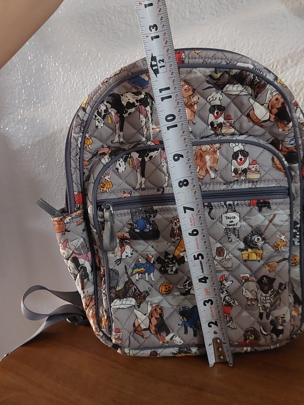 Vera Bradley Gray Quilted Dog Print Backpack - Picture 9 of 10